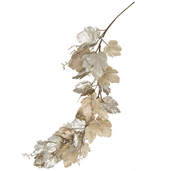 6' Glittered, Metallic & Velvet Artificial Fig Garland With Sequin Twigs -Champagne (Pack of 2) - P-180990