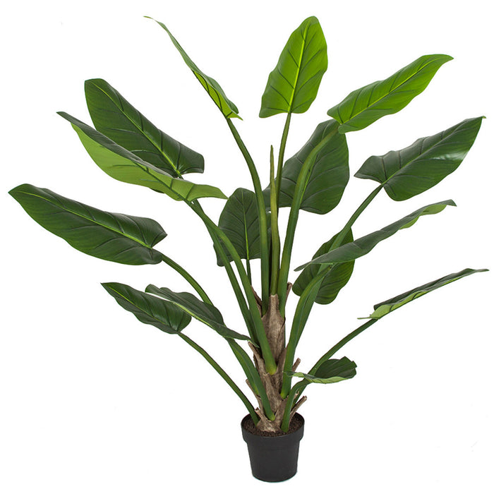 5' Philodendron Leaf Silk Plant w/Plastic Pot -Green - P-184170