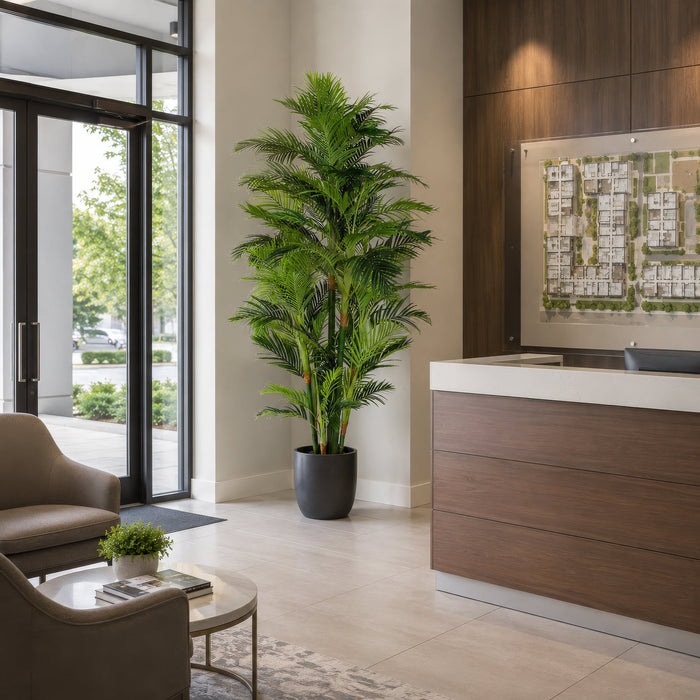 8' Soft-Touch Areca Silk Palm Tree -Green - P-184220