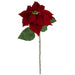 28" Artificial Holiday Velvet Poinsettia Flower Stem -Red (Pack of 12) - P190410