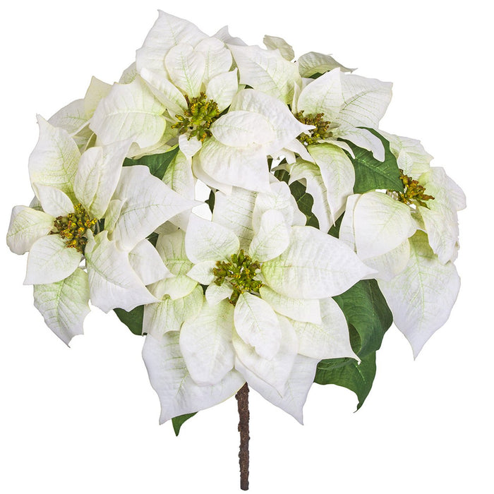 24" Artificial Poinsettia Flower Bush -White (pack of 4) - P19044-3WH