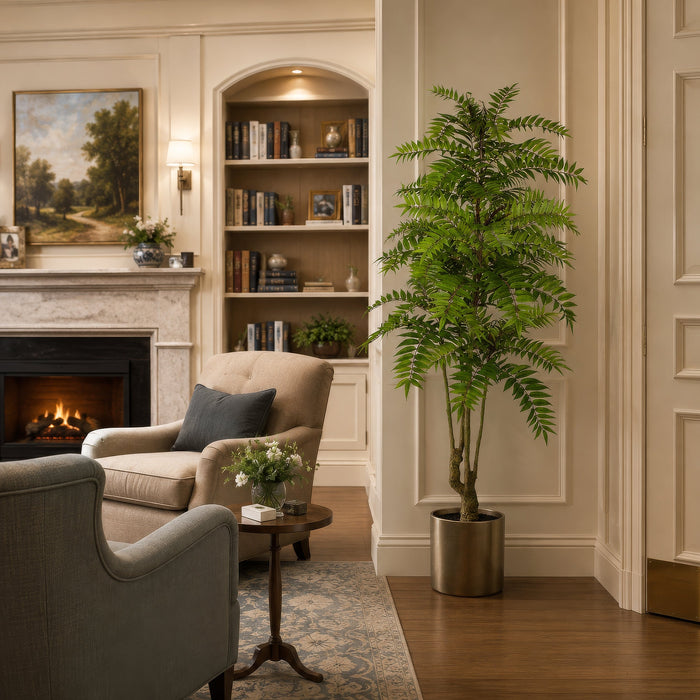 6'6" Silk Chinese Mahogany Tree w/Pot -Green - P190460