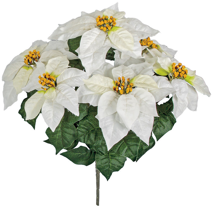 21.5" Faux Poinsettia Flower Bush -White (pack of 6) - P19057-0WH