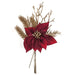 12" Metallic Artificial Poinsettia Flower, Pine & Twig Stem Bundle -Burgundy/Champagne (Pack of 12) - P190642