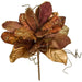 19" Metallic & Glittered Artificial Velvet Magnolia Leaf & Twig Plant -Copper/Gold (pack of 6) - P190682