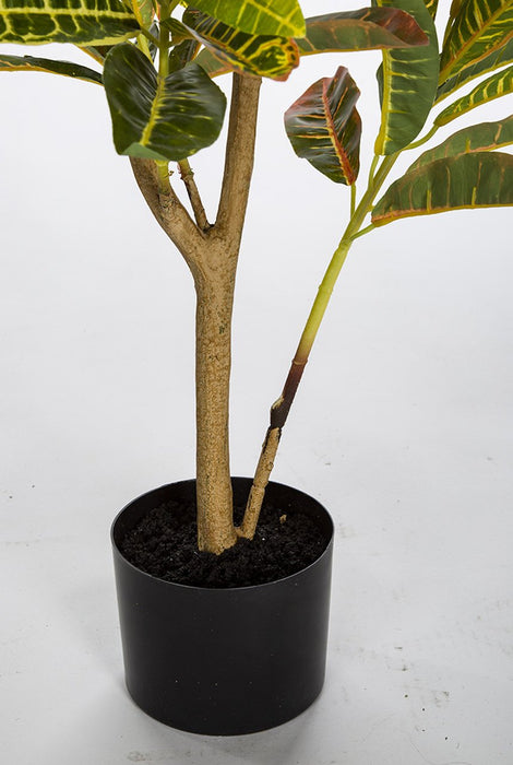 36" Soft-Touch Croton Silk Plant w/Pot -Green/Yellow (Pack of 2) - P190910