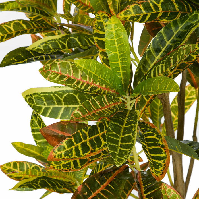 36" Soft-Touch Croton Silk Plant w/Pot -Green/Yellow (Pack of 2) - P190910