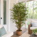 6' Natural Cane Reed Bamboo Silk Palm Tree w/Pot -Green - P191370