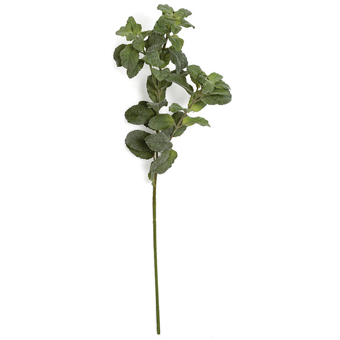 24" Artificial Flocked Mint Herb Stem -2 Tone Green (pack of 12) - P193122