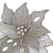 22" Beaded Artificial Poinsettia Flower Stem -Silver (Pack of 12) - P200990