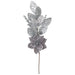 28" Mixed Metallic Glittered Magnolia Flower & Eucalyptus Leaf Artificial Stem -Silver/Gray (pack of 12) - P201002