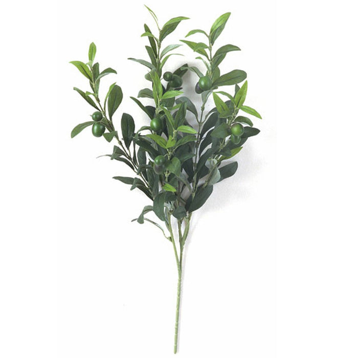 23" Silk Olive Leaf Branch Stem With Olives -Green (pack of 12) - P2200