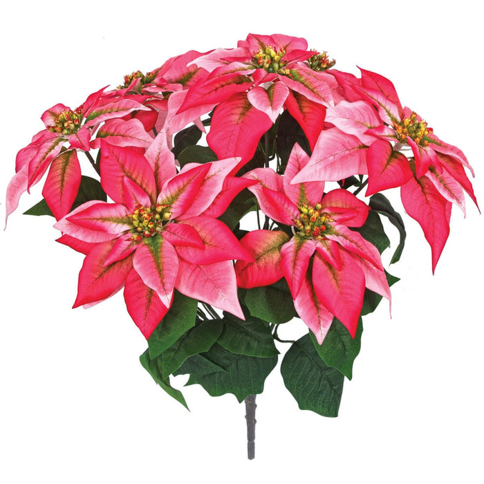 23" Artificial Poinsettia Velvet Flower Bush -Pink (Pack of 6) - P-230240