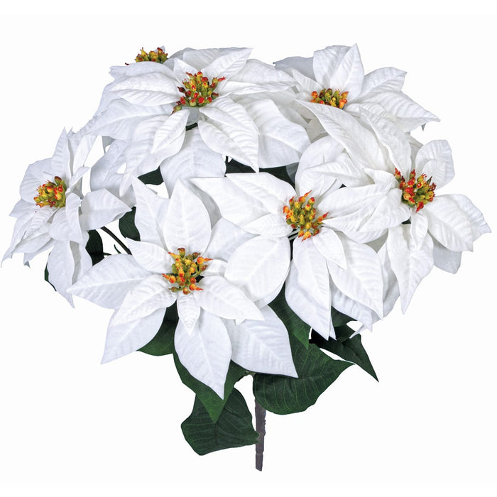 23" Artificial Poinsettia Velvet Flower Bush -Cream/White (Pack of 6) - P-230244