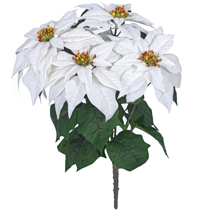 23" Artificial Velvet Poinsettia Flower Bush -Cream/White (Pack of 6) - P-230274