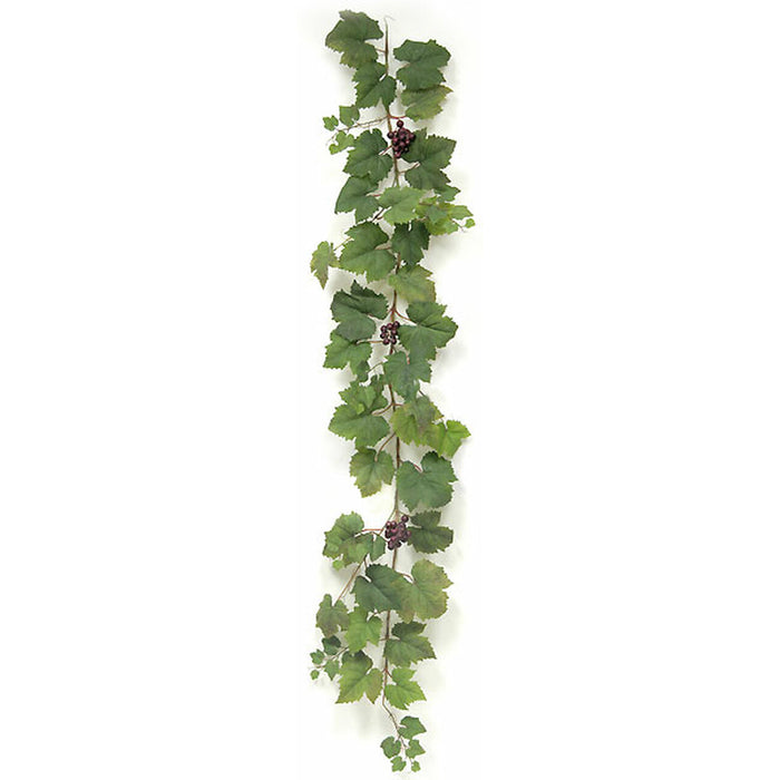 6' Grape Leaf Silk Garland With Grape Clusters -Green/Burgundy (pack of 4) - P2330