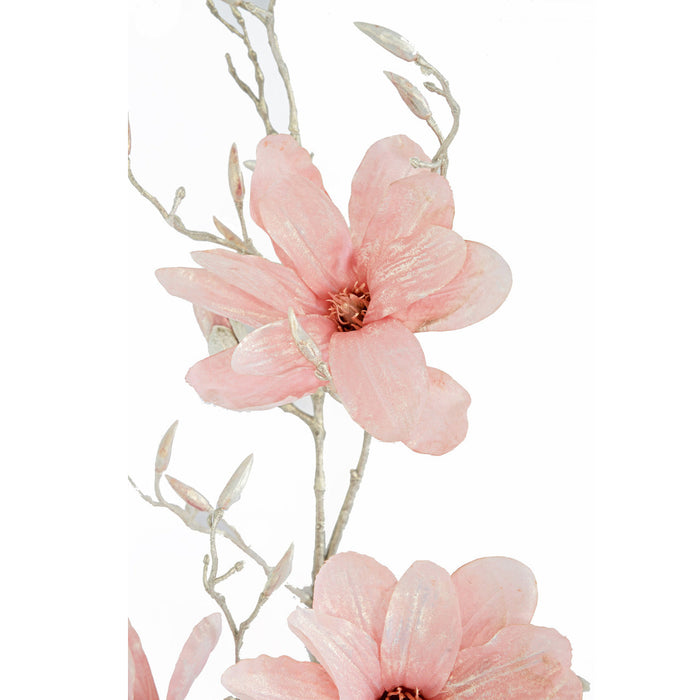 45" Metallic Artificial Magnolia Flower Stem -Pink (Pack of 6) - P-240302