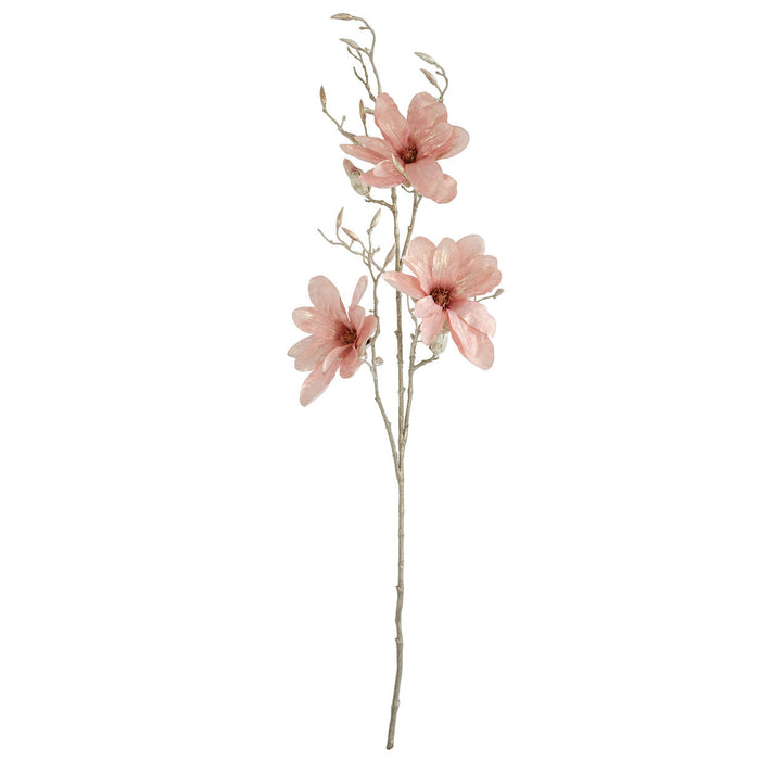 45" Metallic Artificial Magnolia Flower Stem -Pink (Pack of 6) - P-240302