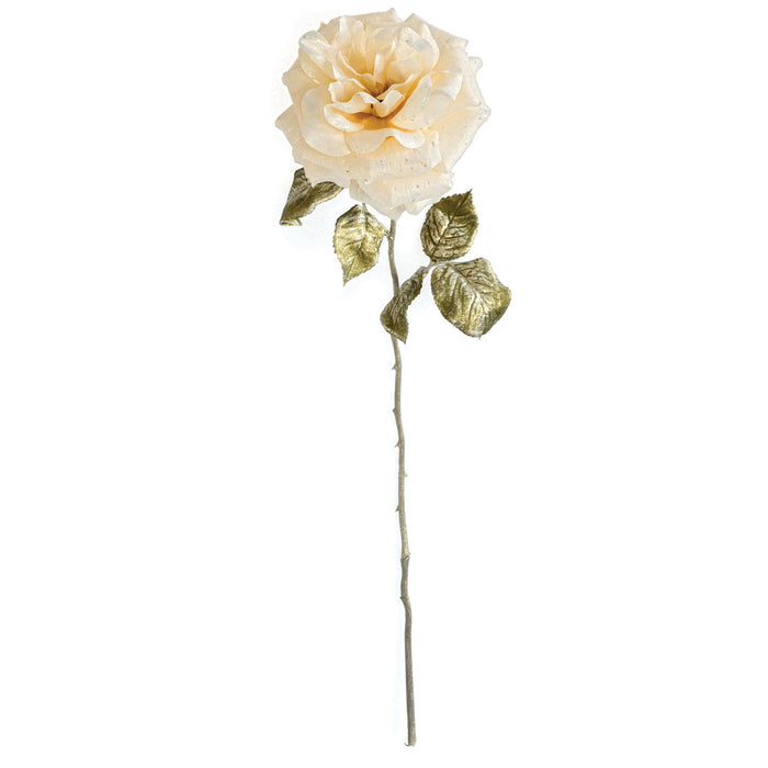 22" Brushed Silk Poinsettia Flower Stem -Cream/Gold (Pack of 12) - P-240314