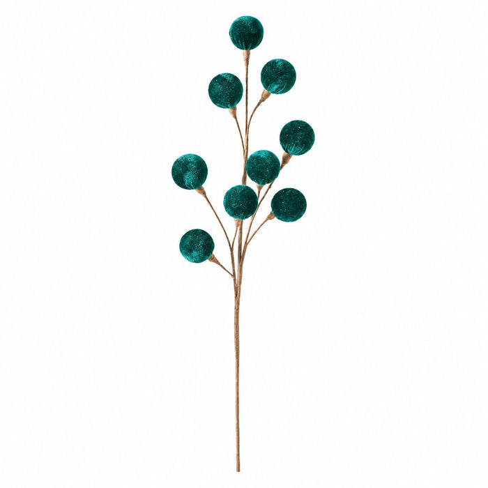 22.5" Velvet Ball Stem -Emerald Green (Pack of 12) - P-260060