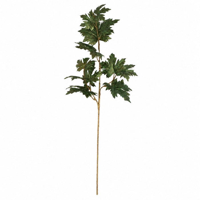 38" Metallic Maple Leaf Silk Stem -Green (Pack of 12) - P-260434