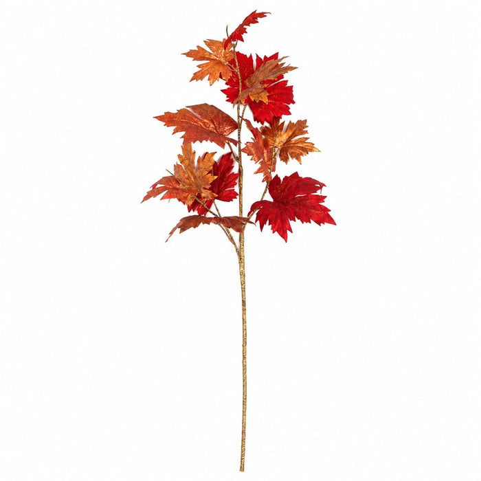 38" Metallic Maple Leaf Silk Stem -Red (Pack of 12) - P-260446