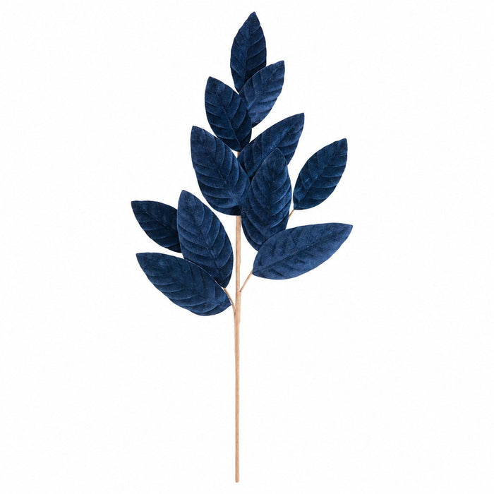25.5" Velvet Artificial Magnolia Leaf Stem -Navy (Pack of 24) - P-260550