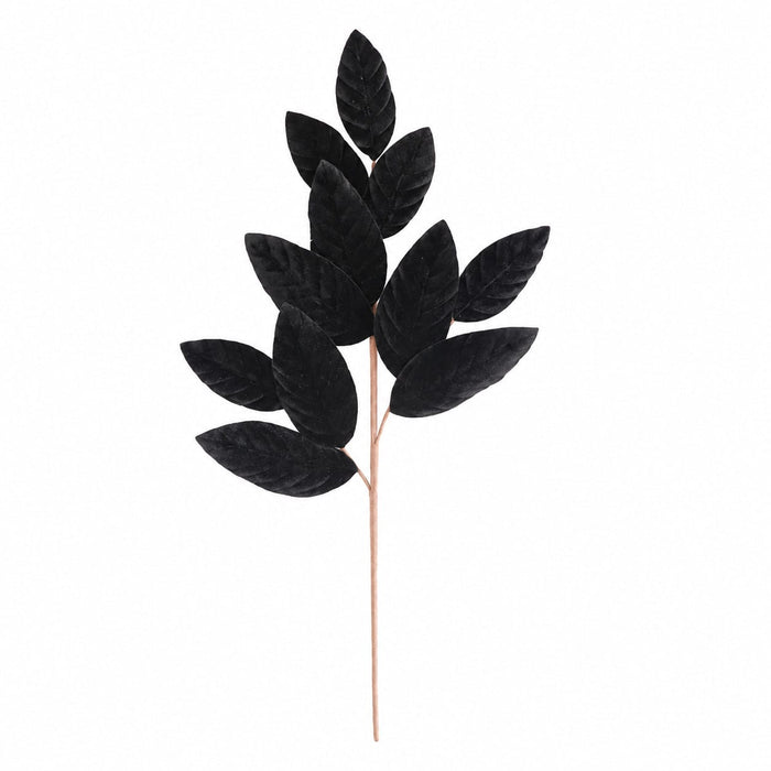 25.5" Velvet Artificial Magnolia Leaf Stem -Black (Pack of 24) - P-260553