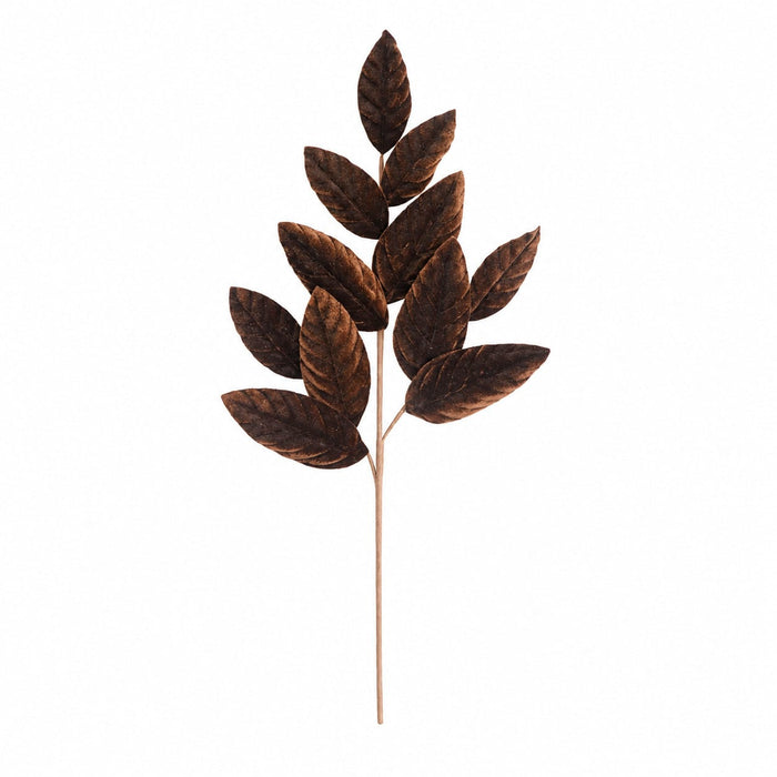 25.5" Velvet Artificial Magnolia Leaf Stem -Chocolate (Pack of 24) - P-260557