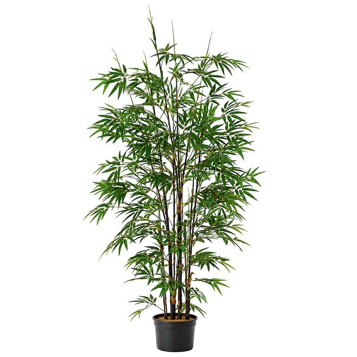 7' Black Bamboo Silk Tree w/Pot -1,735 Leaves -Green - P-3762