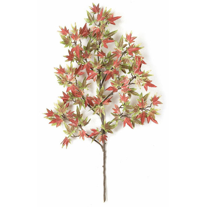 25" Mini Silk Japanese Maple Leaf Stem -Green/Red (Pack of 12) - P419GR