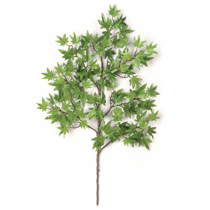 25" Mini Silk Japanese Maple Leaf Stem -2 Tone Green (Pack of 12) - P419G