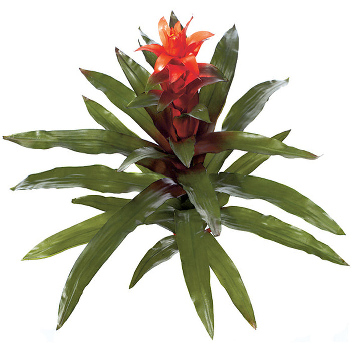 30" Artificial Guzmania Bromeliad Plant Flower Bush -Orange (pack of 2) - P61470