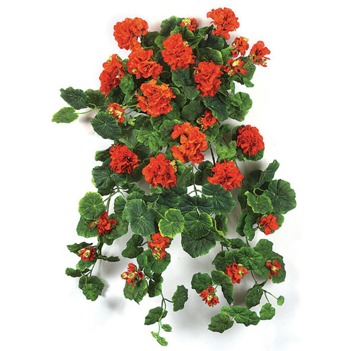 26" Geranium Silk Hanging Flower Bush -Red (Pack of 2) - P-6553