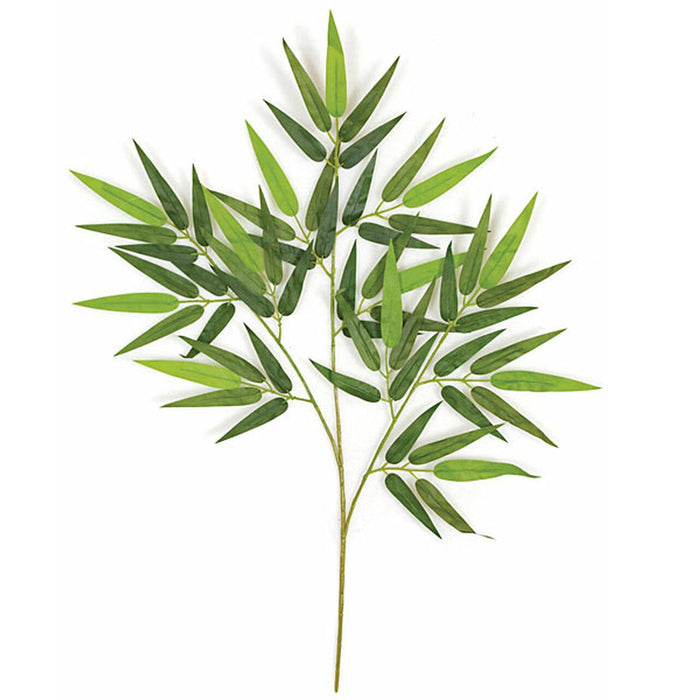 26" Silk Bamboo Leaf Branch Stem -2 Tone Green (pack of 24) - P668