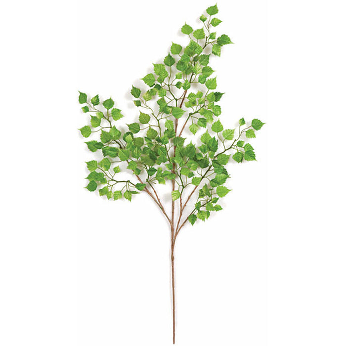 32" Silk Mini Birch Leaf Branch Stem -2 Tone Green (Pack of 12) - P802