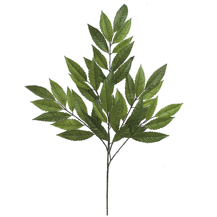 32" Silk Chestnut Leaf Branch Stem -Green (pack of 12) - P8093