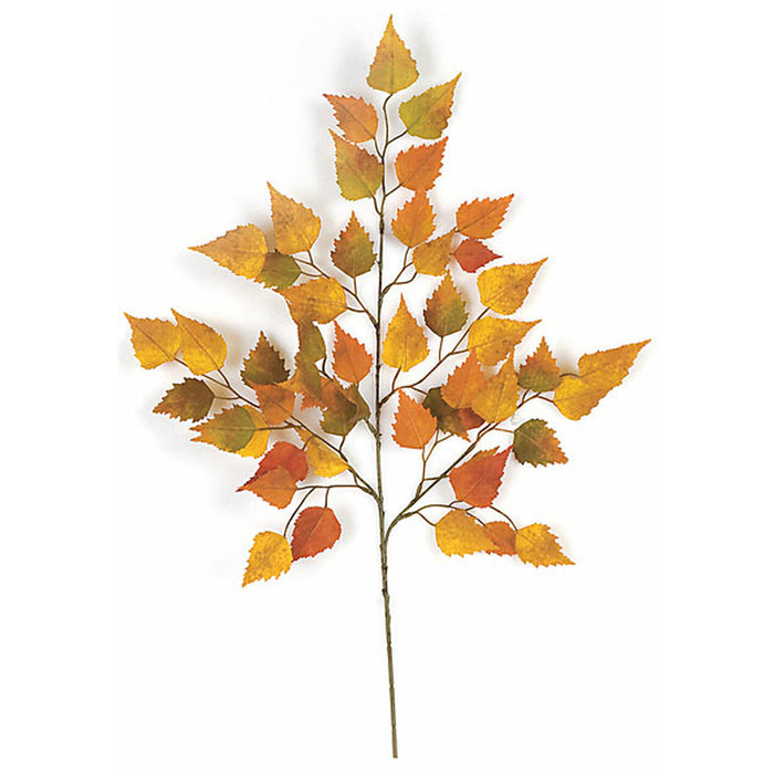 26" Silk Birch Leaf Stem -Yellow/Orange (pack of 24) - P80960