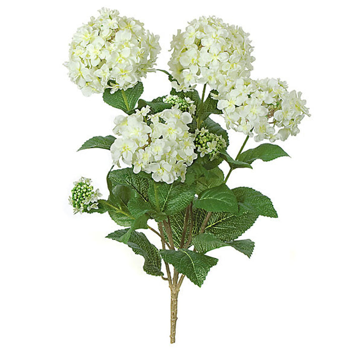 27" Hydrangea Silk Flower Bush -Cream/Yellow (Pack of 4) - P-81892