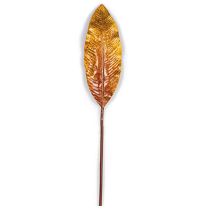 29" Soft-Touch Metallic Artificial Leaf Stem -Copper (Pack of 24) - P-85350