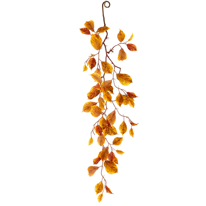 37" Silk Beech Leaf Teardrop Door Swag -Brown/Mustard (pack of 12) - PAB682-BR/MD