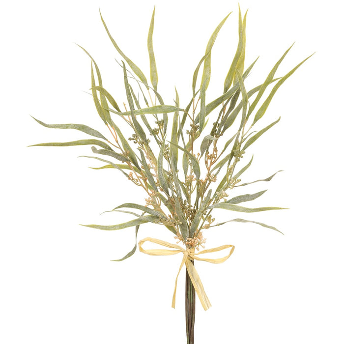 19" Silk Acacia Leaf Stem Bundle -Green (Pack of 12) - PBA124-GR/GY