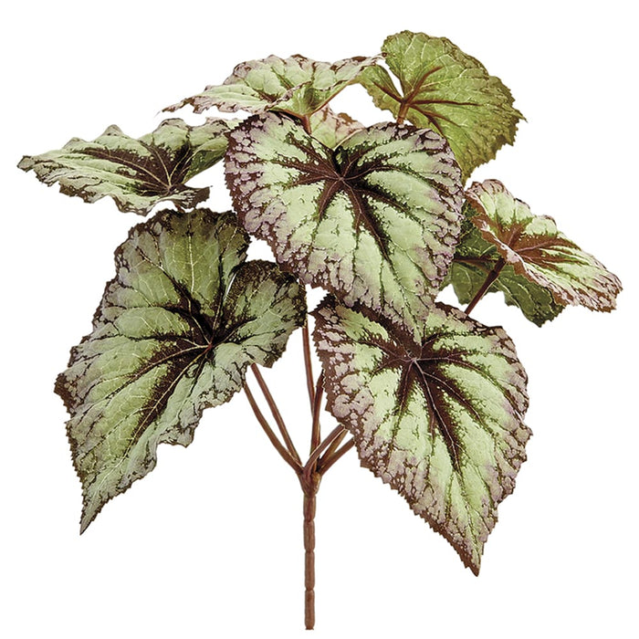9" Silk Begonia Plant -Green/Purple (Pack of 12) - PBB431-GR/PU
