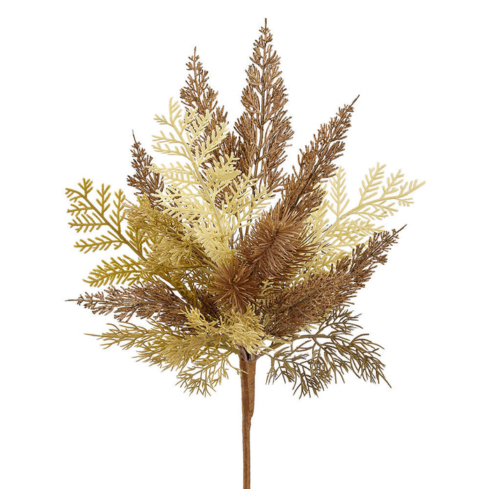 18" Artificial Mixed Cedar & Pine Plant -Beige/Brown (Pack of 12) - PBC004-BE/BR