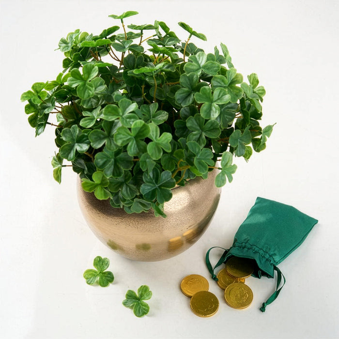 11" Plastic Clover Artificial Plant -Green (Pack of 12) - PBC265-GR