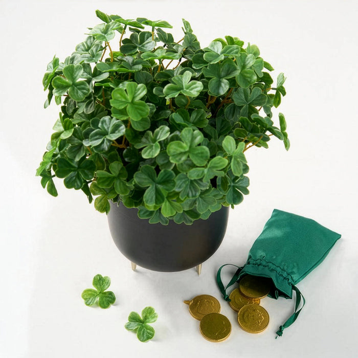 11" Plastic Clover Artificial Plant -Green (Pack of 12) - PBC265-GR