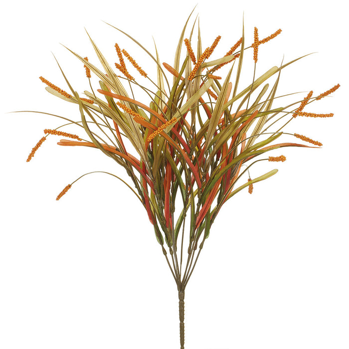 24" Artificial Mini Cattail Bush -Flame (pack of 12) - PBC344-FL