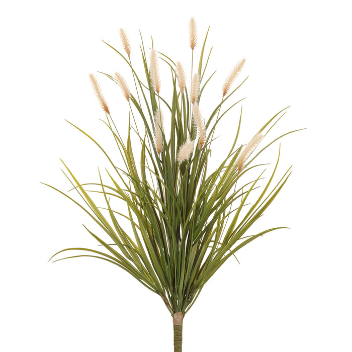 26.5" Artificial Cattail Flower Bush -Cream/Green (Pack of 12) - PBC566-CR/GR