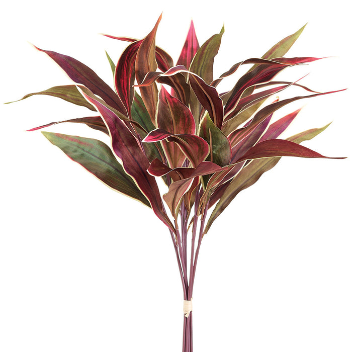 21.5" Artificial Cordyline Leaf Stem Bundle -Burgundy/Green (Pack of 12) - PBC570-BU/GR