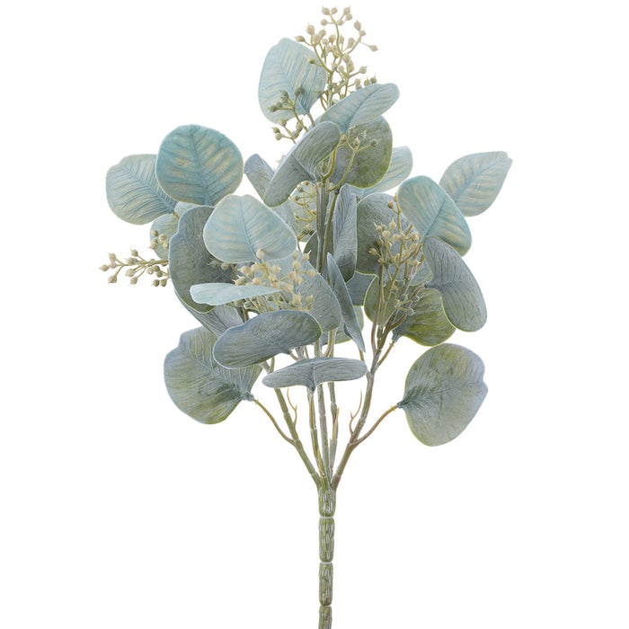 13" Eucalyptus Leaf Silk Plant -Green/White (Pack of 12) - PBE003-GR/WH